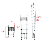 DURAFORCE 10.5 FT Telescoping Ladder Tall Ladder Folding Retractable Ladder W/ 2 Hooks