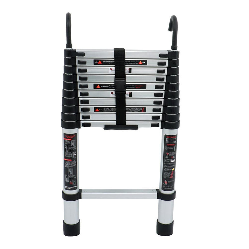 DURAFORCE 10.5 FT Telescoping Ladder Tall Ladder Folding Retractable Ladder W/ 2 Hooks