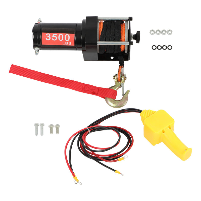 DURAFORCE Electric Winch 3500lbs Line Pull Capacity with 3/16" x 39 ft Synthetic Rope