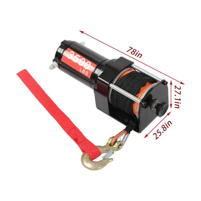 DURAFORCE Electric Winch 3500lbs Line Pull Capacity with 3/16" x 39 ft Synthetic Rope
