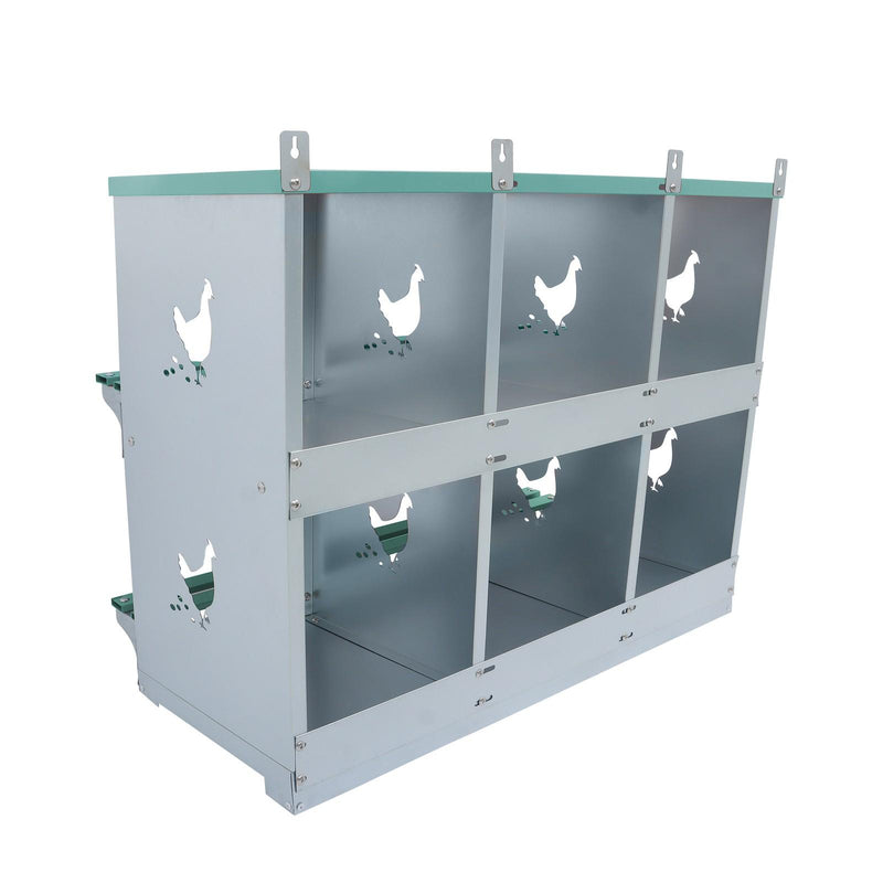 DURAFORCE Heavy-Duty Chicken Nest Boxes - 6 Compartment Metal Poultry Nest Box Wall Mount