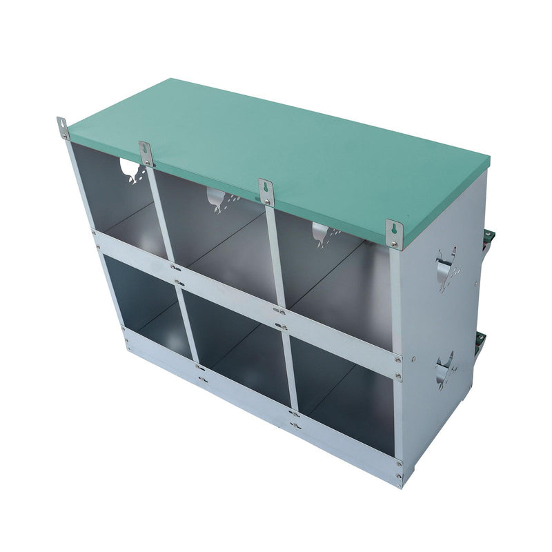 DURAFORCE Heavy-Duty Chicken Nest Boxes - 6 Compartment Metal Poultry Nest Box Wall Mount