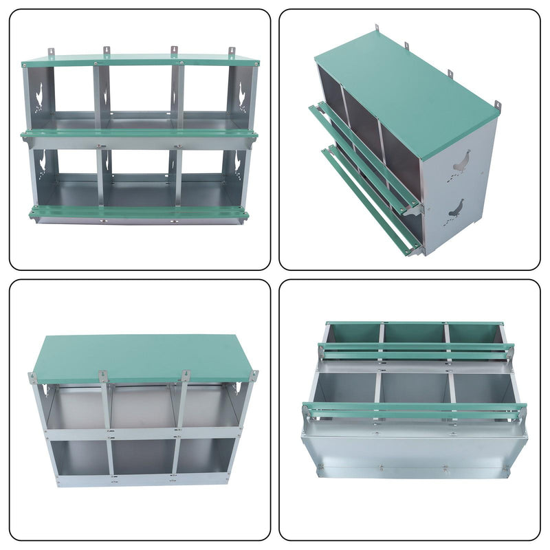 DURAFORCE Heavy-Duty Chicken Nest Boxes - 6 Compartment Metal Poultry Nest Box Wall Mount
