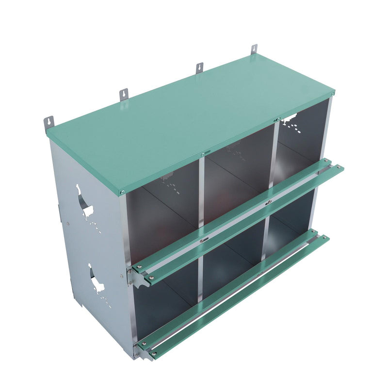 DURAFORCE Heavy-Duty Chicken Nest Boxes - 6 Compartment Metal Poultry Nest Box Wall Mount