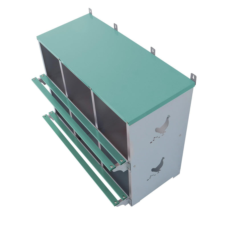 DURAFORCE Heavy-Duty Chicken Nest Boxes - 6 Compartment Metal Poultry Nest Box Wall Mount