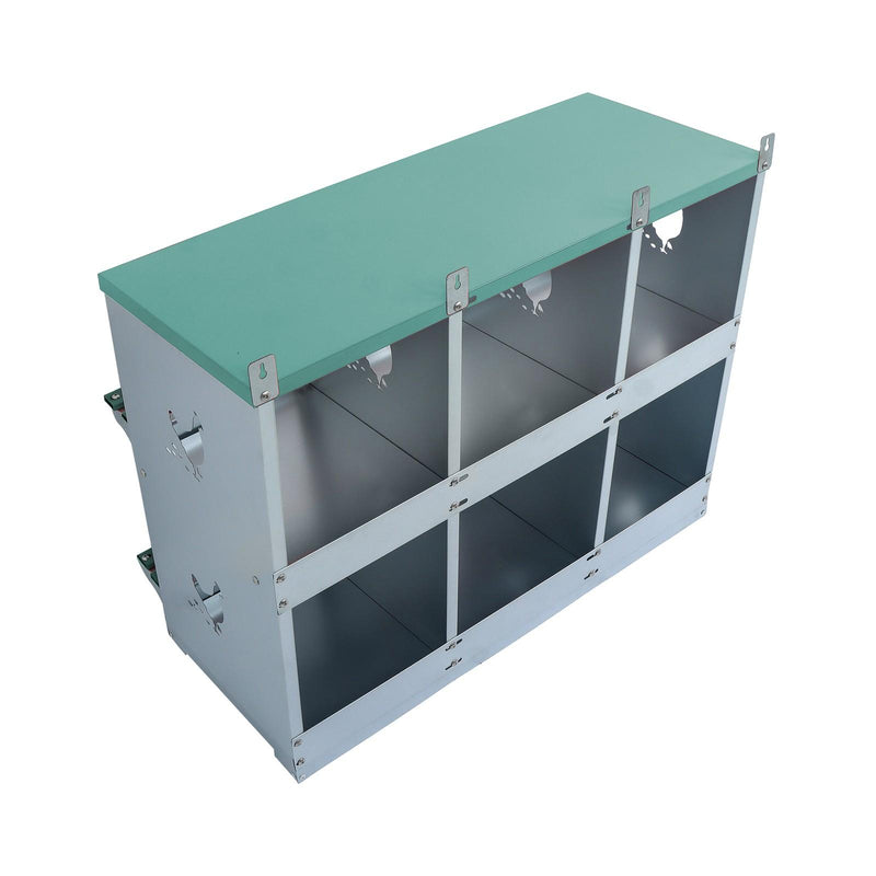 DURAFORCE Heavy-Duty Chicken Nest Boxes - 6 Compartment Metal Poultry Nest Box Wall Mount