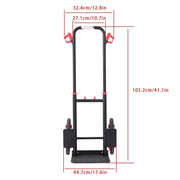 DURAFORCE Alloy Steel Stair Climbing Hand Truck with 6 TPR Wheels 440lbs Load Capacity