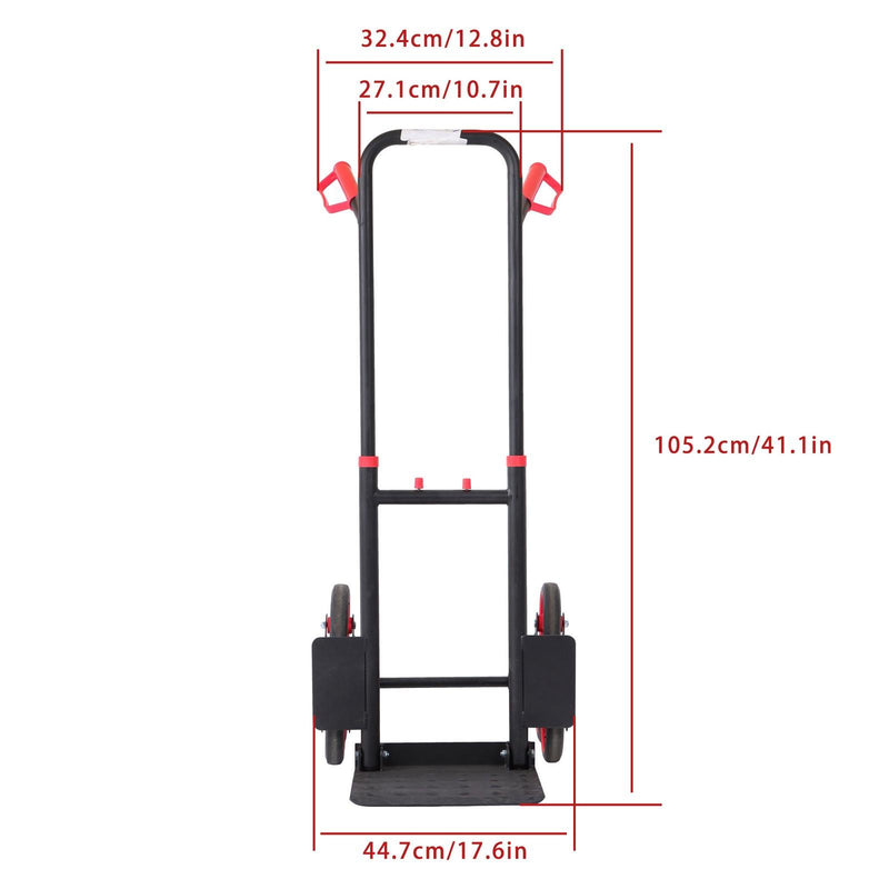 DURAFORCE Alloy Steel Stair Climbing Hand Truck with 6 TPR Wheels 440lbs Load Capacity