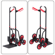 DURAFORCE Alloy Steel Stair Climbing Hand Truck with 6 TPR Wheels 440lbs Load Capacity