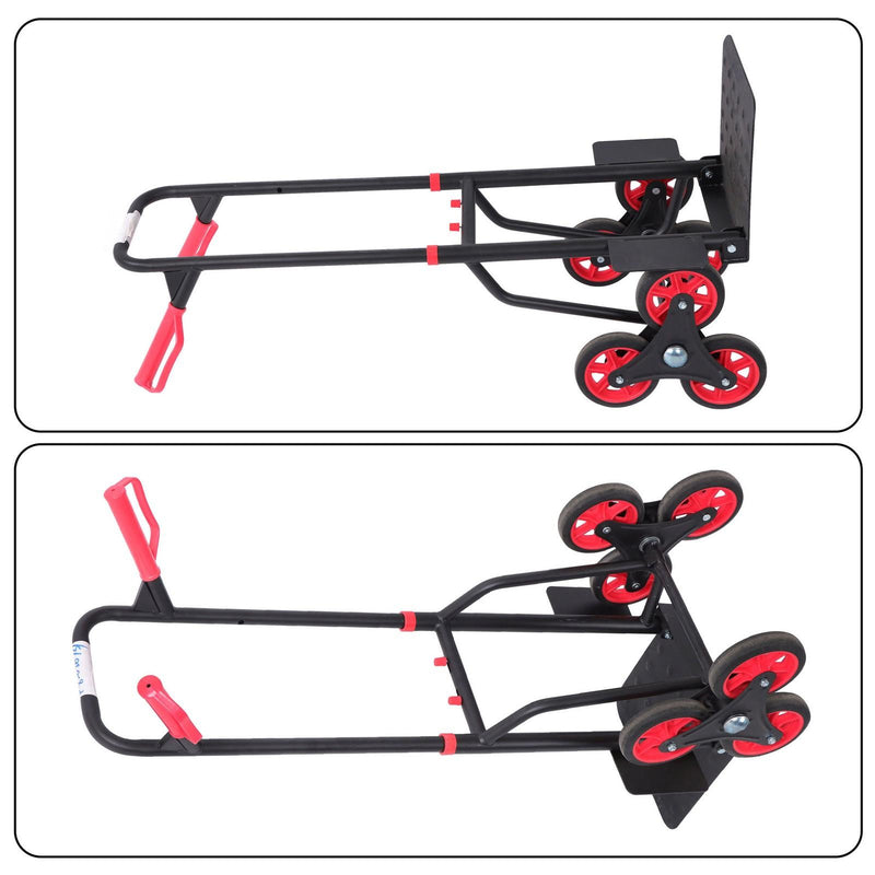 DURAFORCE Alloy Steel Stair Climbing Hand Truck with 6 TPR Wheels 440lbs Load Capacity
