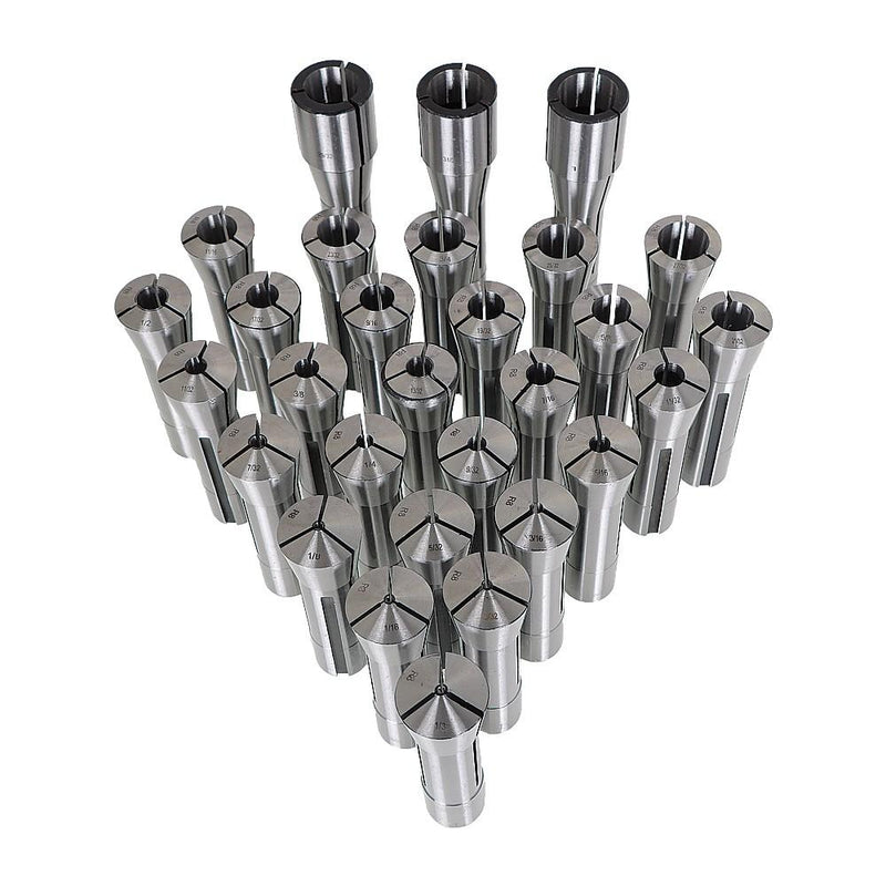 DURAFORCE 29 Pack R8 Spring Collet Set Fractional 1/32"-1" High Precision