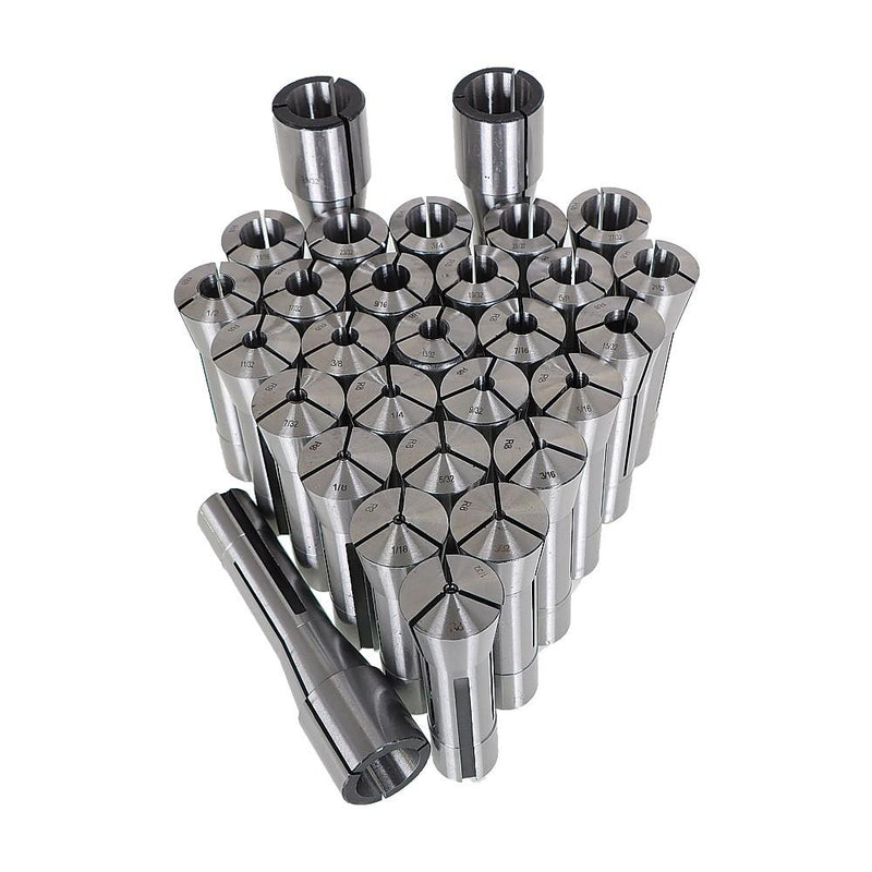 DURAFORCE 29 Pack R8 Spring Collet Set Fractional 1/32"-1" High Precision