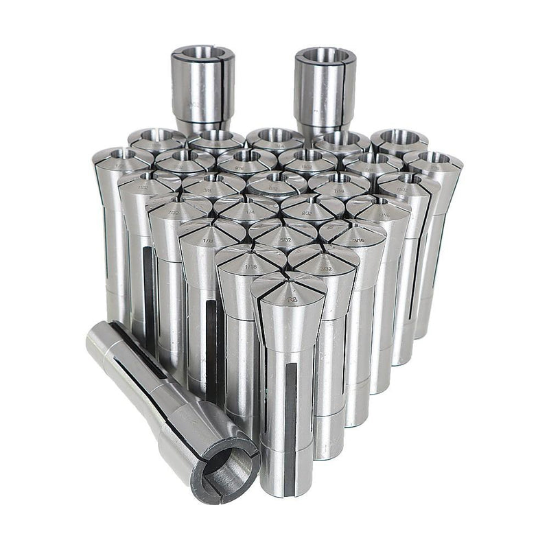DURAFORCE 29 Pack R8 Spring Collet Set Fractional 1/32"-1" High Precision