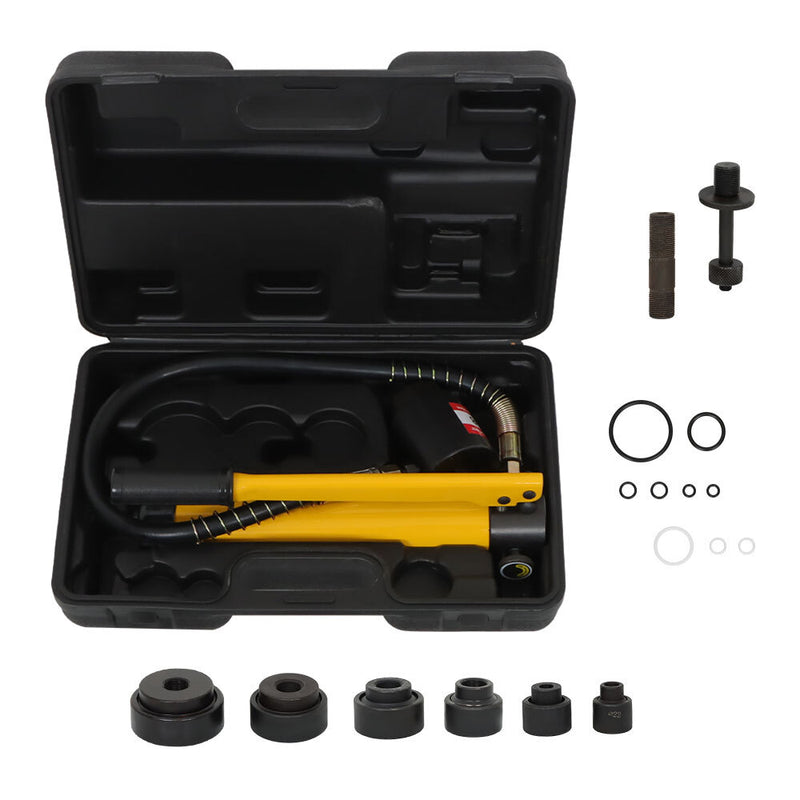 DURAFORCE 10 Ton 1/2 Inch - 2 Inch Hydraulic Knockout Punch Driver Tool Kit With 6 Dies