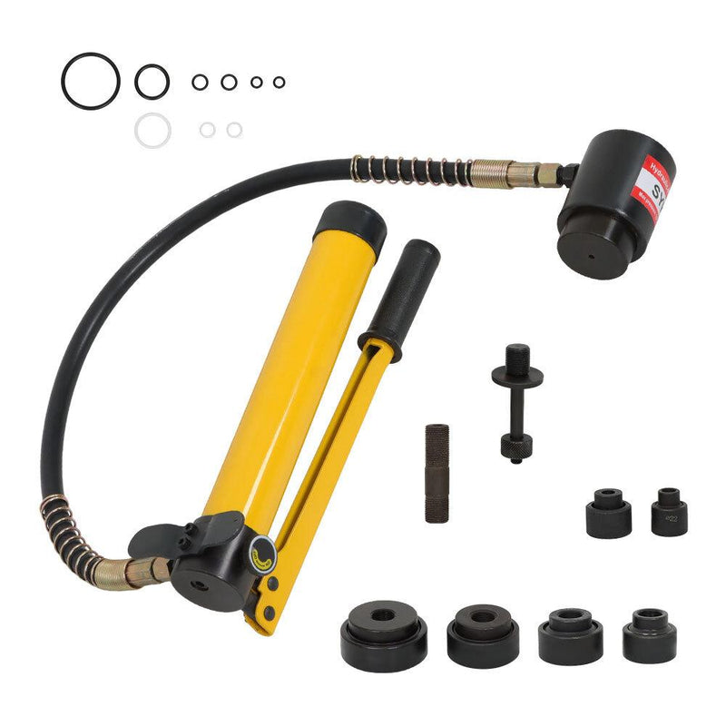 DURAFORCE 10 Ton 1/2 Inch - 2 Inch Hydraulic Knockout Punch Driver Tool Kit With 6 Dies
