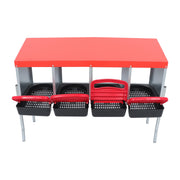 DURAFORCE Red Chicken Egg Laying Box With Lid Cover Chicken Nesting Box Coop Metal 4- Hole