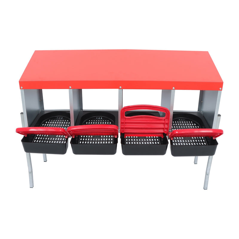 DURAFORCE Red Chicken Egg Laying Box With Lid Cover Chicken Nesting Box Coop Metal 4- Hole