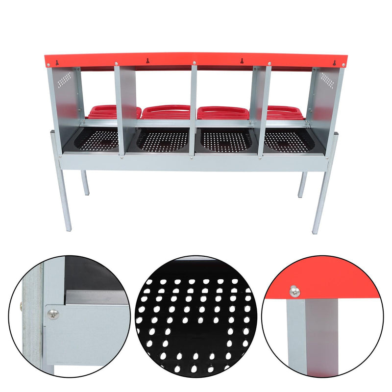 DURAFORCE Red Chicken Egg Laying Box With Lid Cover Chicken Nesting Box Coop Metal 4- Hole