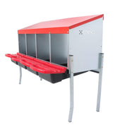 DURAFORCE Red Chicken Egg Laying Box With Lid Cover Chicken Nesting Box Coop Metal 4- Hole
