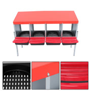 DURAFORCE Red Chicken Egg Laying Box With Lid Cover Chicken Nesting Box Coop Metal 4- Hole