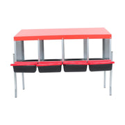 DURAFORCE Red Chicken Egg Laying Box With Lid Cover Chicken Nesting Box Coop Metal 4- Hole
