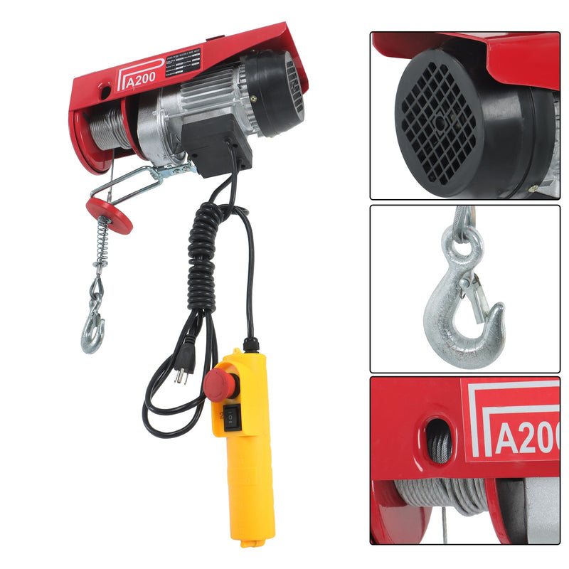 DURAFORCE PA200 440lbs / 200kg 110V Mini Electric Hoist 6.6 ft Wired Remote Control