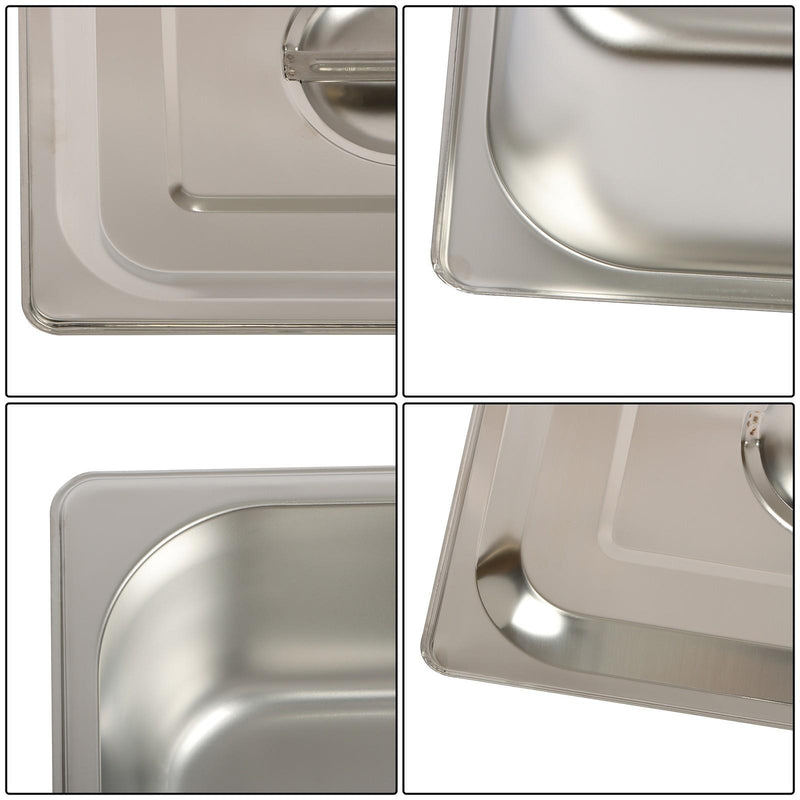 DURAFORCE Durable 1/2 Size Catering Pans Set, 8 Pack 4" Deep, Stainless with Covers