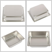 DURAFORCE Durable 1/2 Size Catering Pans Set, 8 Pack 4" Deep, Stainless with Covers