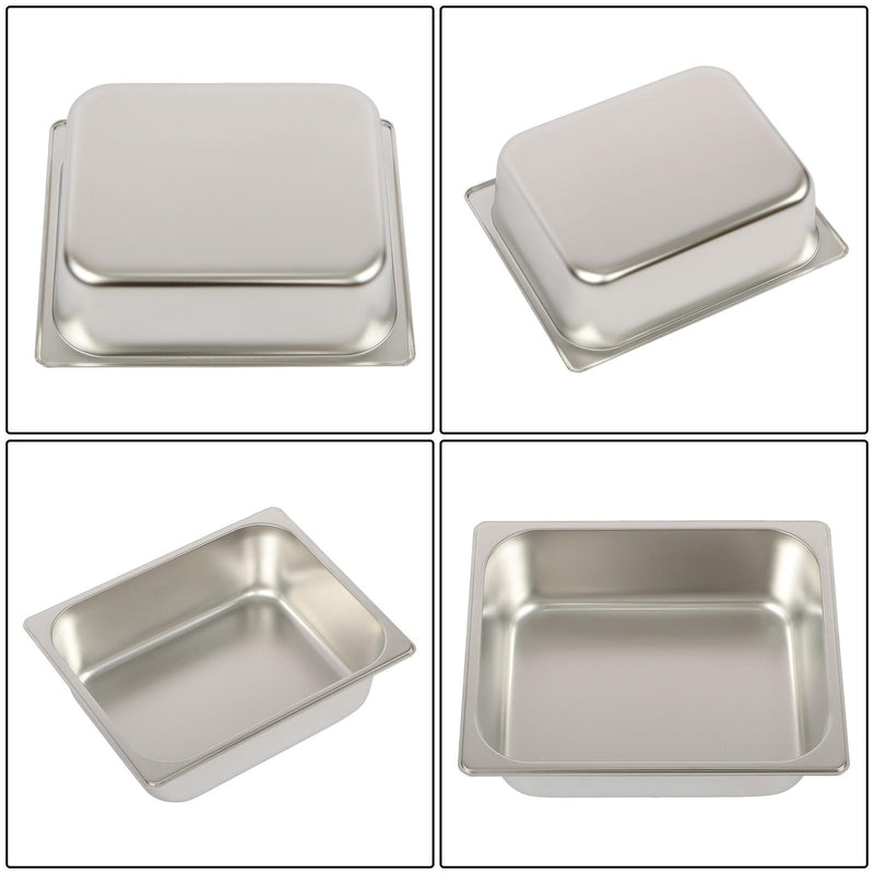 DURAFORCE Durable 1/2 Size Catering Pans Set, 8 Pack 4" Deep, Stainless with Covers