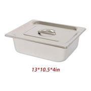DURAFORCE Durable 1/2 Size Catering Pans Set, 8 Pack 4" Deep, Stainless with Covers