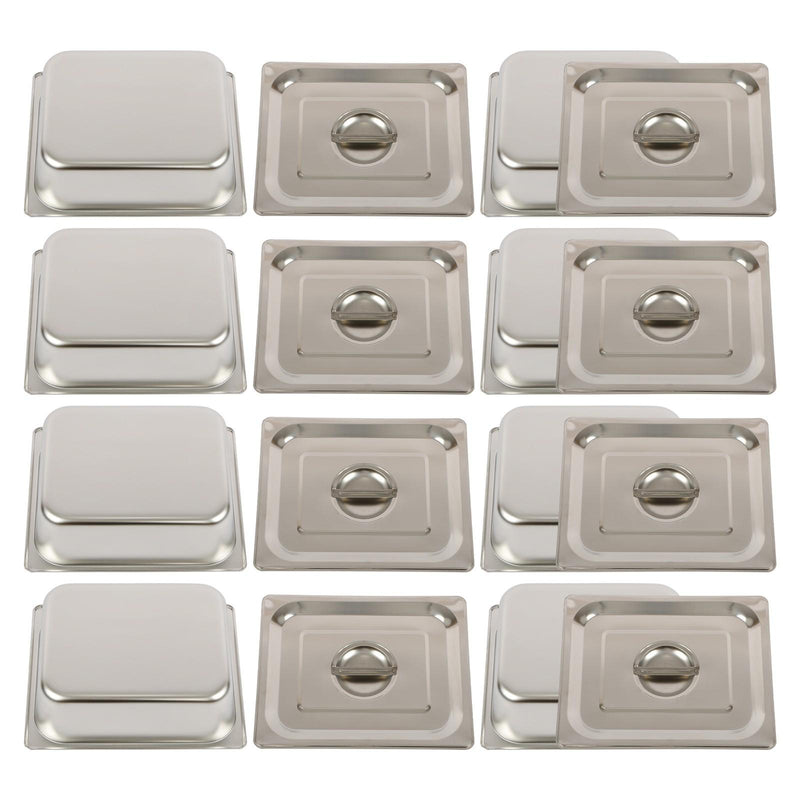 DURAFORCE Durable 1/2 Size Catering Pans Set, 8 Pack 4" Deep, Stainless with Covers