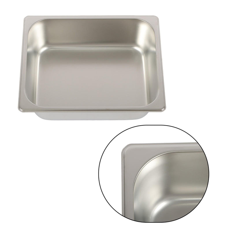 DURAFORCE Durable 1/2 Size Catering Pans Set, 8 Pack 4" Deep, Stainless with Covers