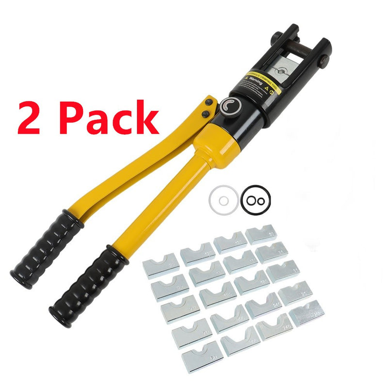 DURAFORCE 2 Pack With 11 Crimper Dies Hydraulic Crimper Battery Cable Crimping Tool 16 Ton