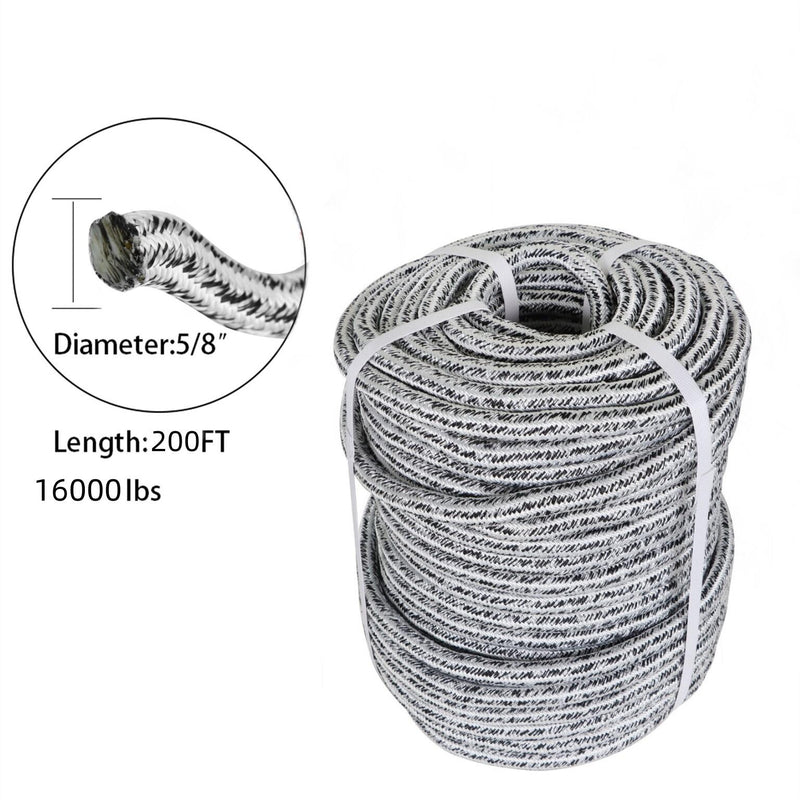DURAFORCE 24 Strand Braid Polyester Rope 16000Lbs 5/8" × 200' Arborist Tree Rope