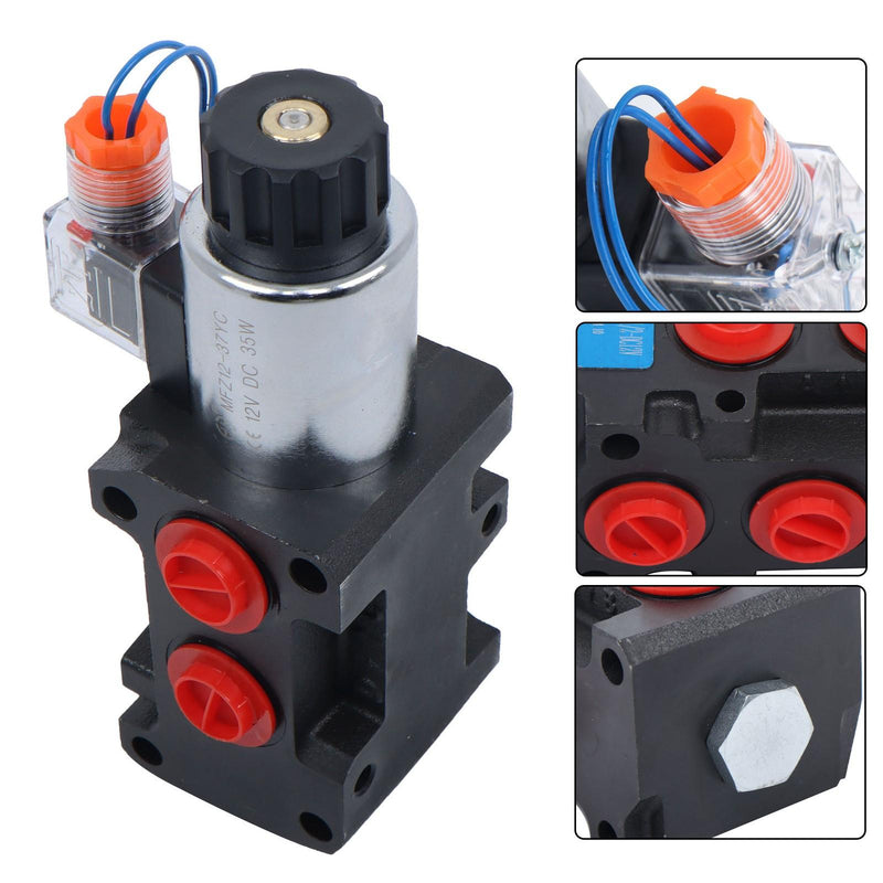 DURAFORCE #10 SAE 6 Port 12V DC Hydraulic Solenoid Selector Diverter Valve 3Plug 13GPM