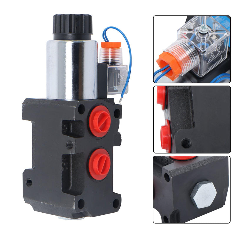 DURAFORCE #10 SAE 6 Port 12V DC Hydraulic Solenoid Selector Diverter Valve 3Plug 13GPM