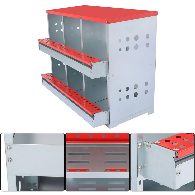 DURAFORCE Heavy Chicken Nest Box 6 Hole Nest Box For Chicken-Easy Egg Collection Roll Away