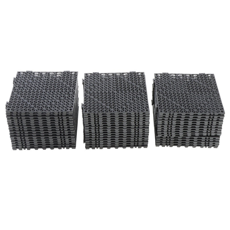 DURAFORCE 50 Pack Black 12"x 12" PVC Non-Slip Floor Tiles Interlocking Drainage Floor Mat
