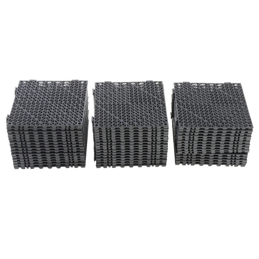 DURAFORCE 50 Pack Black 12"x 12" PVC Non-Slip Floor Tiles Interlocking Drainage Floor Mat