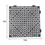 DURAFORCE 50 Pack Black 12"x 12" PVC Non-Slip Floor Tiles Interlocking Drainage Floor Mat