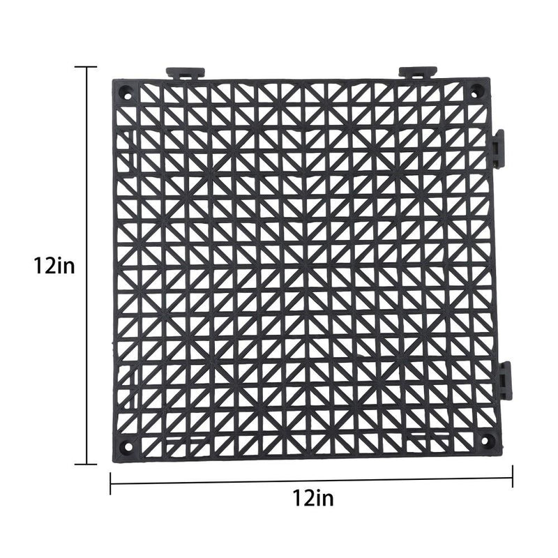 DURAFORCE 50 Pack Black 12"x 12" PVC Non-Slip Floor Tiles Interlocking Drainage Floor Mat