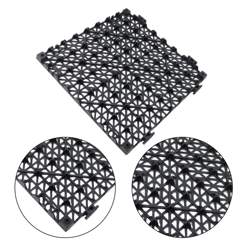 DURAFORCE 50 Pack Black 12"x 12" PVC Non-Slip Floor Tiles Interlocking Drainage Floor Mat