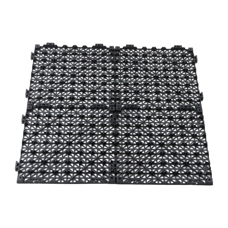 DURAFORCE 50 Pack Black 12"x 12" PVC Non-Slip Floor Tiles Interlocking Drainage Floor Mat