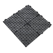 DURAFORCE 50 Pack Black 12"x 12" PVC Non-Slip Floor Tiles Interlocking Drainage Floor Mat