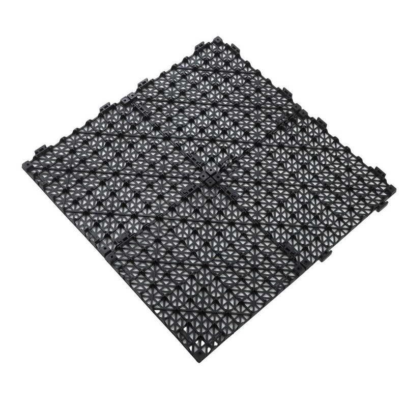 DURAFORCE 50 Pack Black 12"x 12" PVC Non-Slip Floor Tiles Interlocking Drainage Floor Mat
