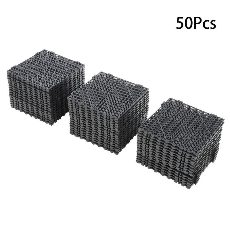 DURAFORCE 50 Pack Black 12"x 12" PVC Non-Slip Floor Tiles Interlocking Drainage Floor Mat