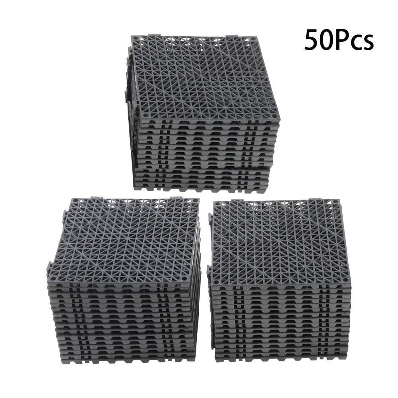 DURAFORCE 50 Pack Black 12"x 12" PVC Non-Slip Floor Tiles Interlocking Drainage Floor Mat
