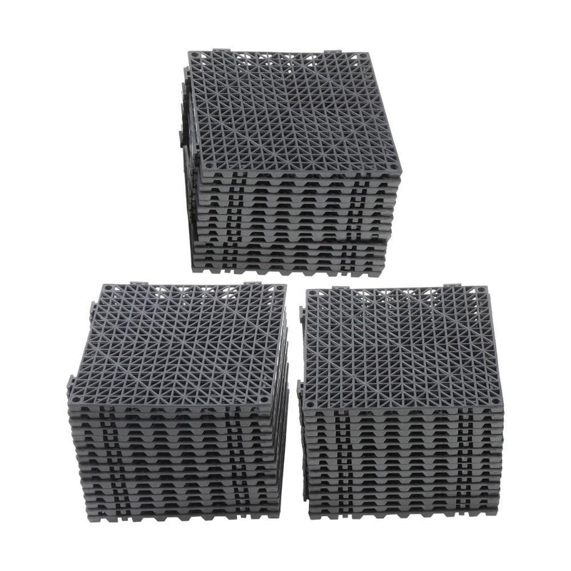 DURAFORCE 50 Pack Black 12"x 12" PVC Non-Slip Floor Tiles Interlocking Drainage Floor Mat