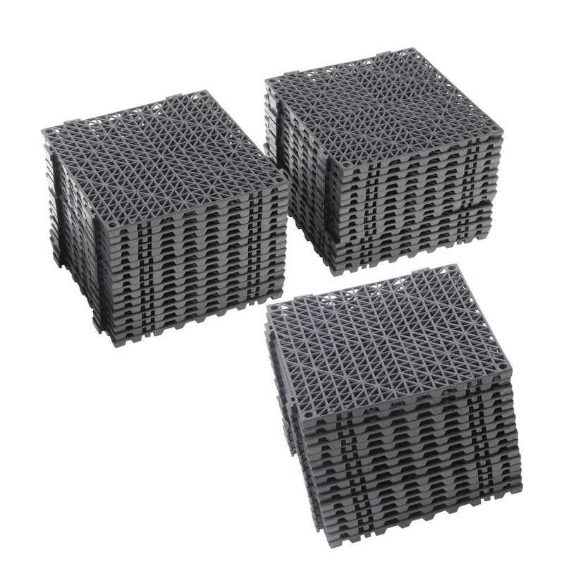 DURAFORCE 50 Pack Black 12"x 12" PVC Non-Slip Floor Tiles Interlocking Drainage Floor Mat