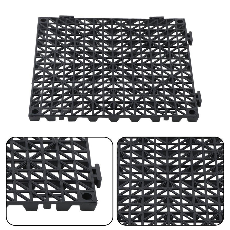 DURAFORCE 50 Pack Black 12"x 12" PVC Non-Slip Floor Tiles Interlocking Drainage Floor Mat